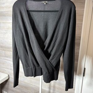 Lefty Lu Black Wrap-Front V-Neck Sweater 1056